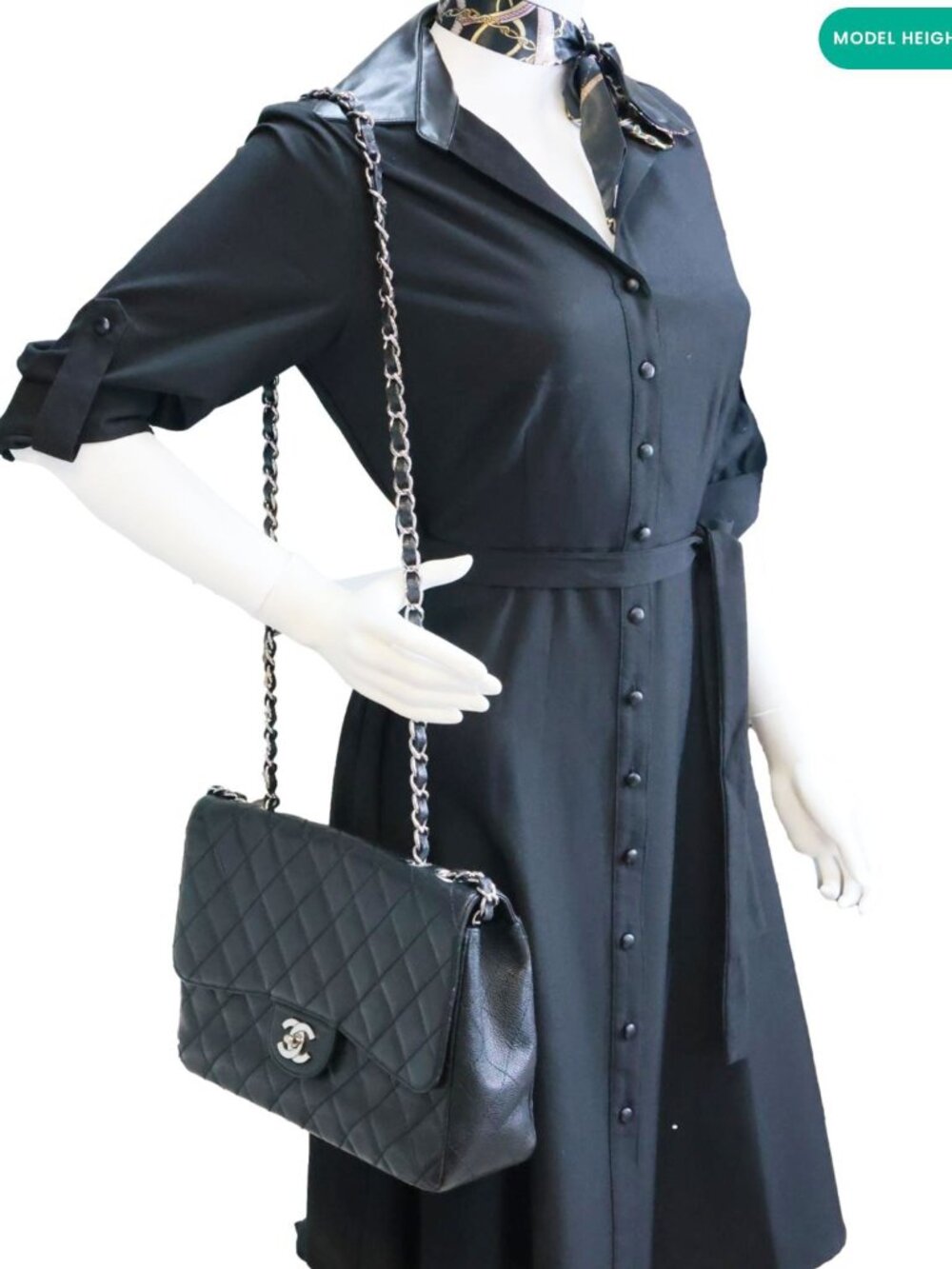 Chanel  Jumbo Classic Single Flap Quilted Caviar Leather Shoulder Bag Black